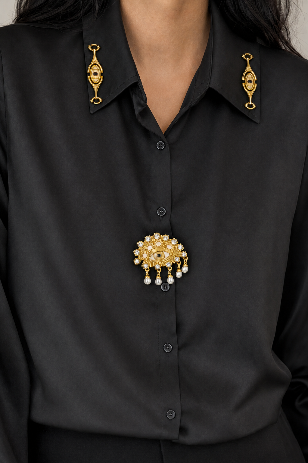 Noor Black Satin Set
