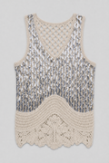 Sequin Crochet Top - Beige - 1
