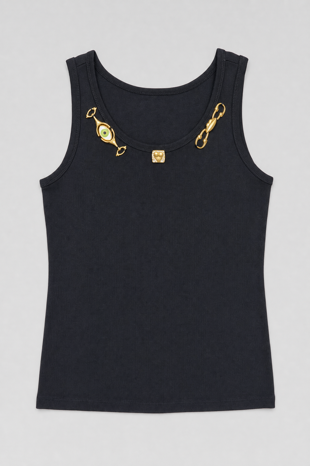 Crystal Charm Tank - Black - 1