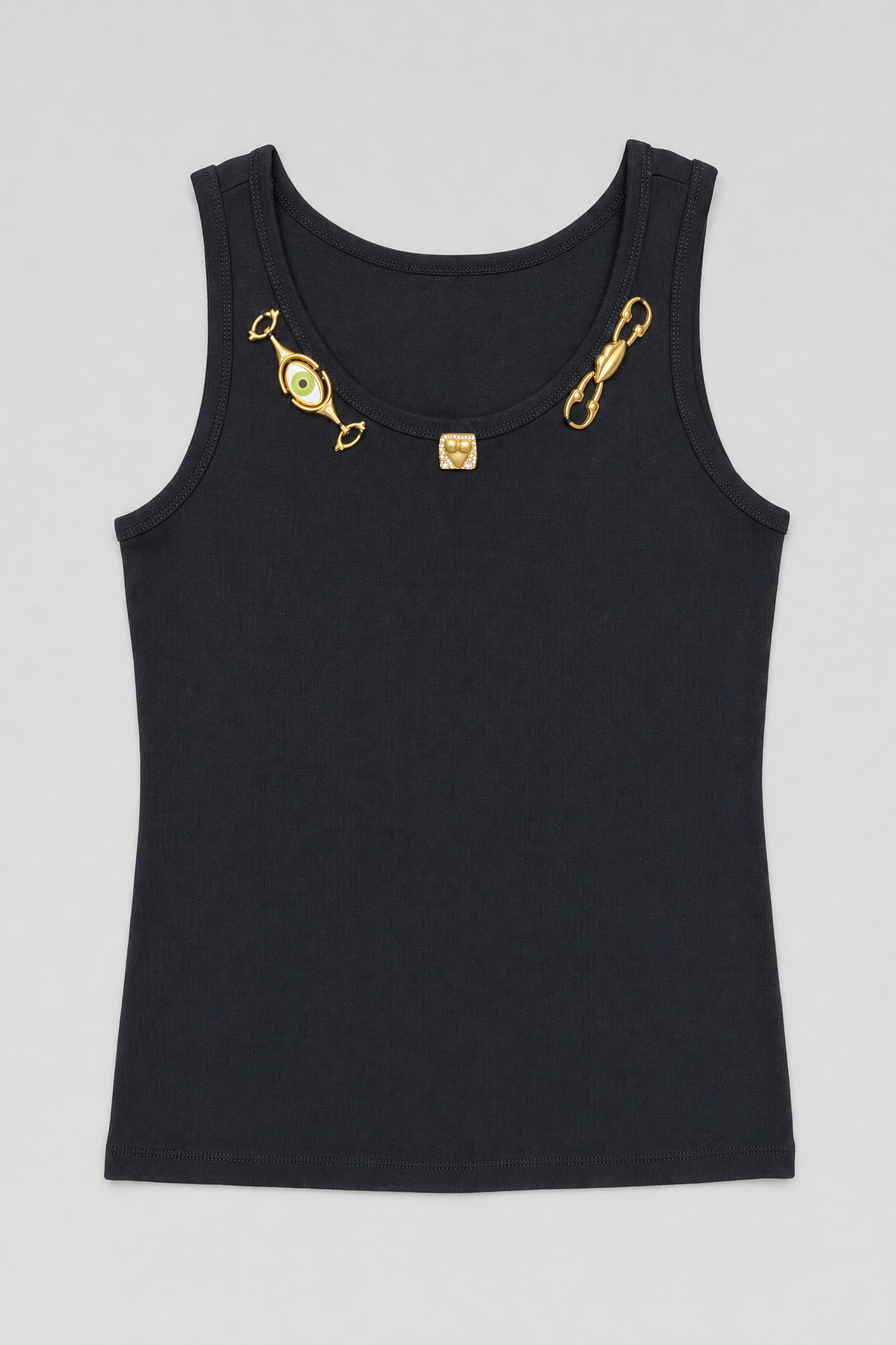 Crystal Charm Tank - Black - 1