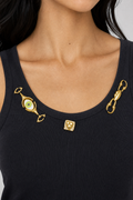 Crystal Charm Tank - Black - 5