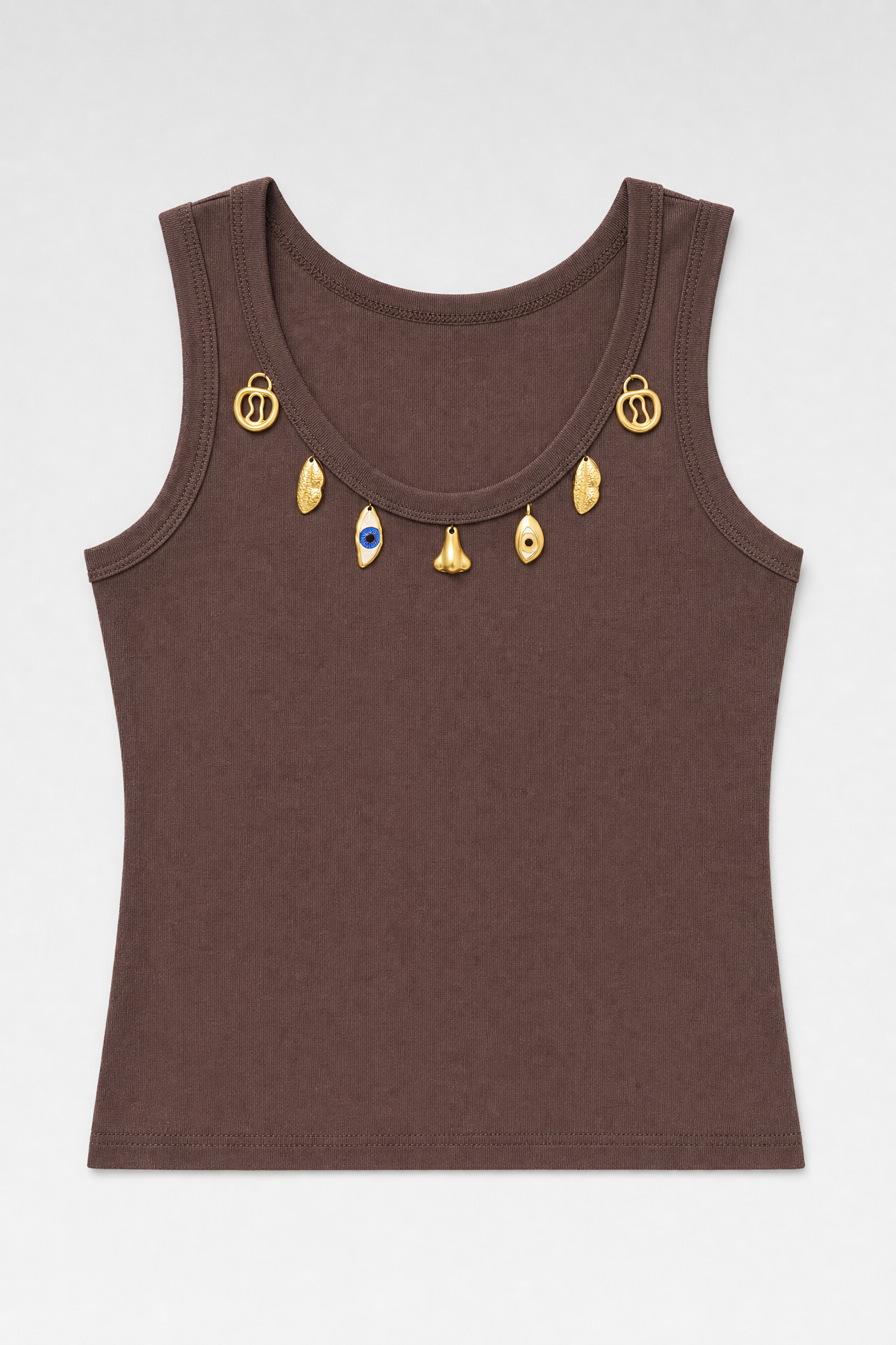 Surrealist Charm Tank - Brown - 1