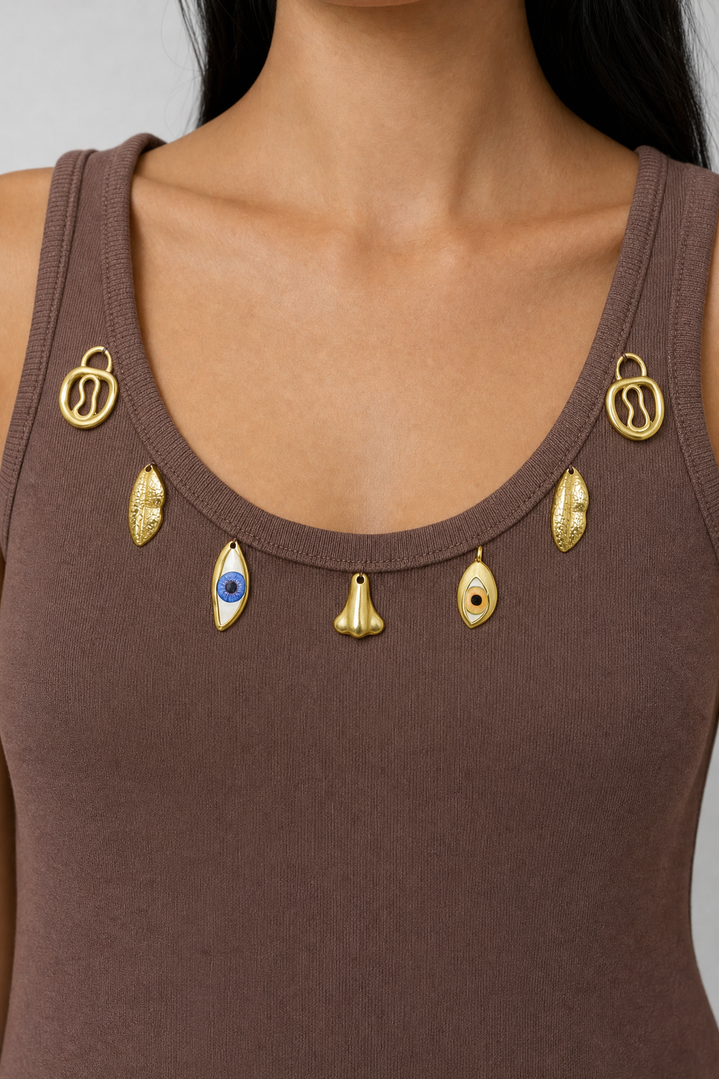 Surrealist Charm Tank - Brown - 5