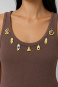 Surrealist Charm Tank - Brown - 5
