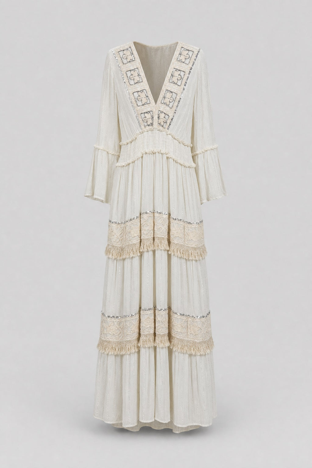 Clover Crochet-Panel Tiered Maxi Dress - 1