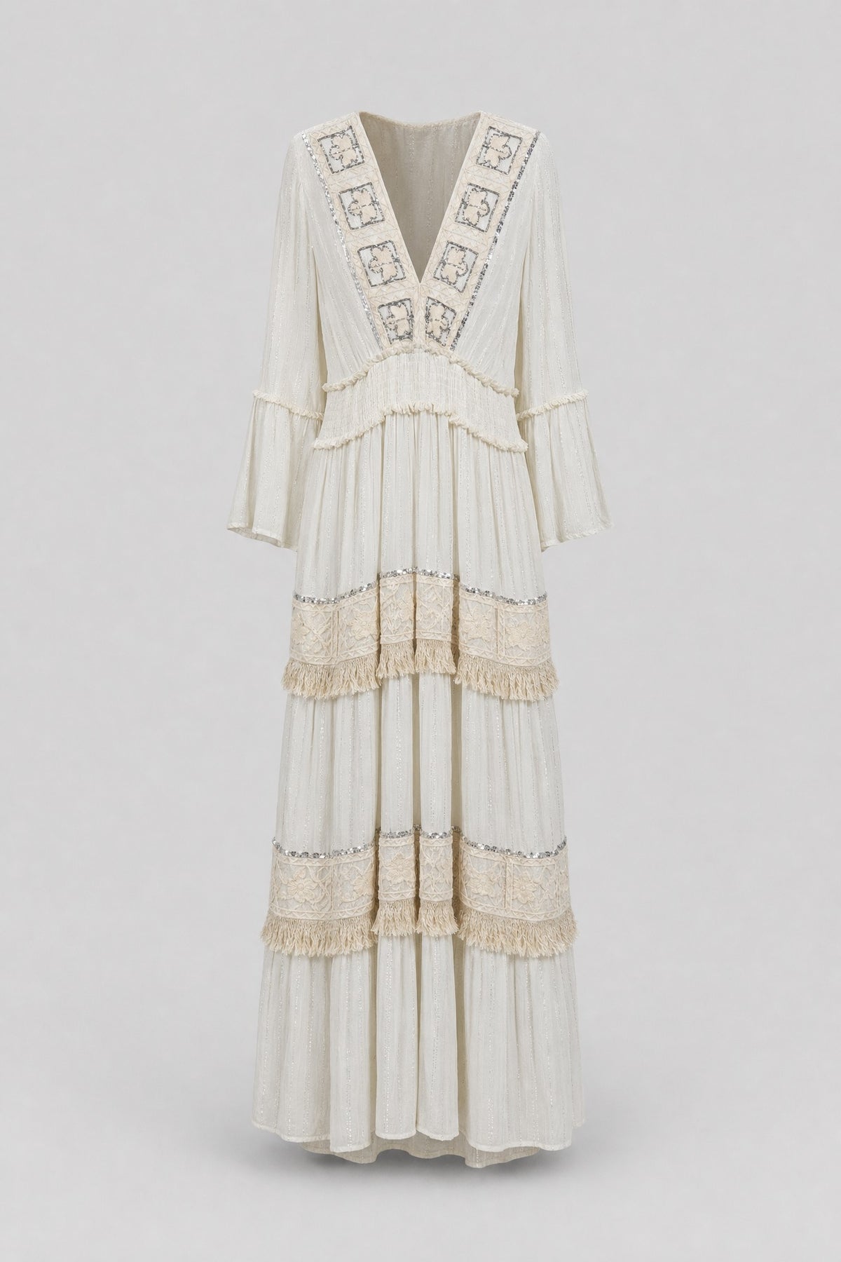 Clover Crochet-Panel Tiered Maxi Dress - 1