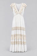Eyelet-Ruffle Sleeveless Tiered Maxi Dress - 1
