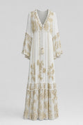 Gold-Sequin Chiffon Tiered Maxi Dress - 1