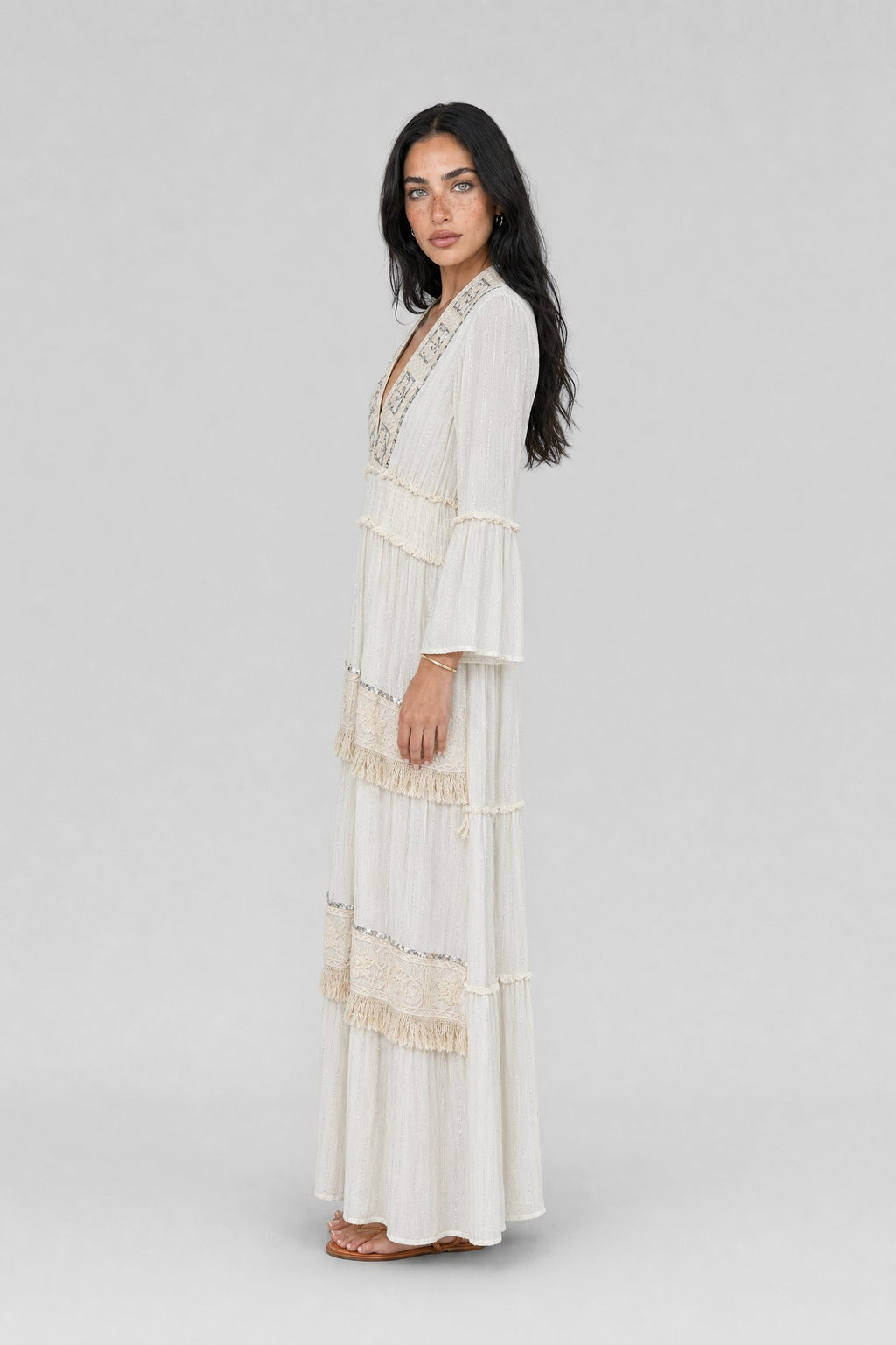 Clover Crochet-Panel Tiered Maxi Dress - 4