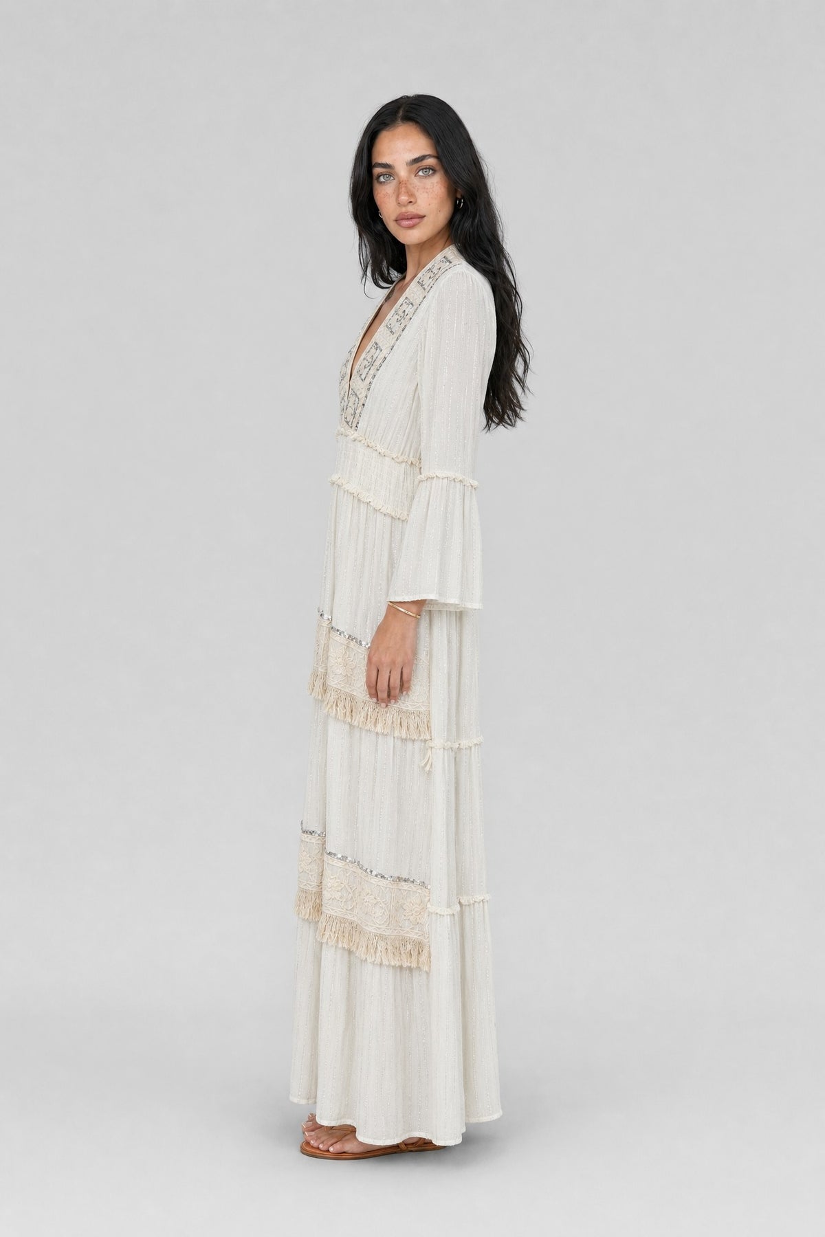 Clover Crochet-Panel Tiered Maxi Dress - 4