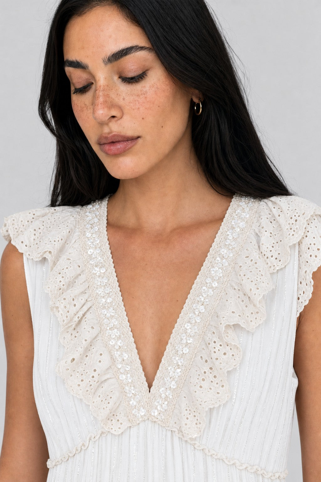 Eyelet-Ruffle Sleeveless Tiered Maxi Dress - 5
