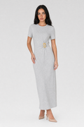 Cotton-Blend Ruched Gown - Grey - 1