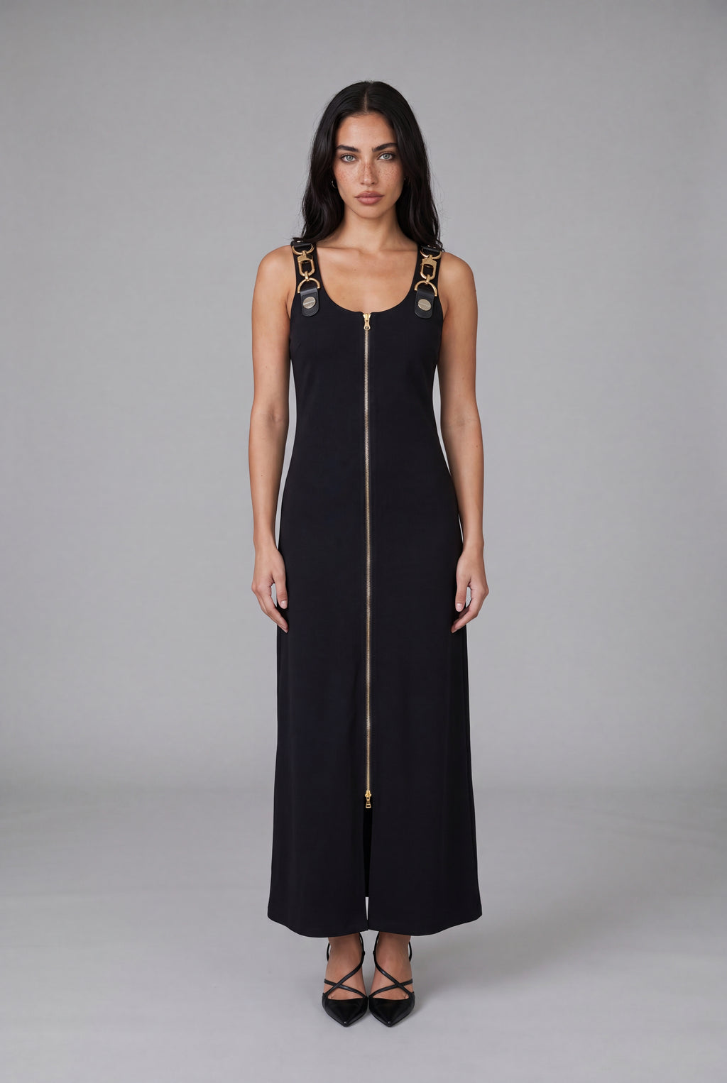 Viscose-Blend Midi Dress - Black - 1