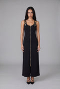 Viscose-Blend Midi Dress - Black - 1