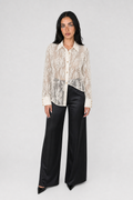 Embroidered Lace Shirt - Begie - 1