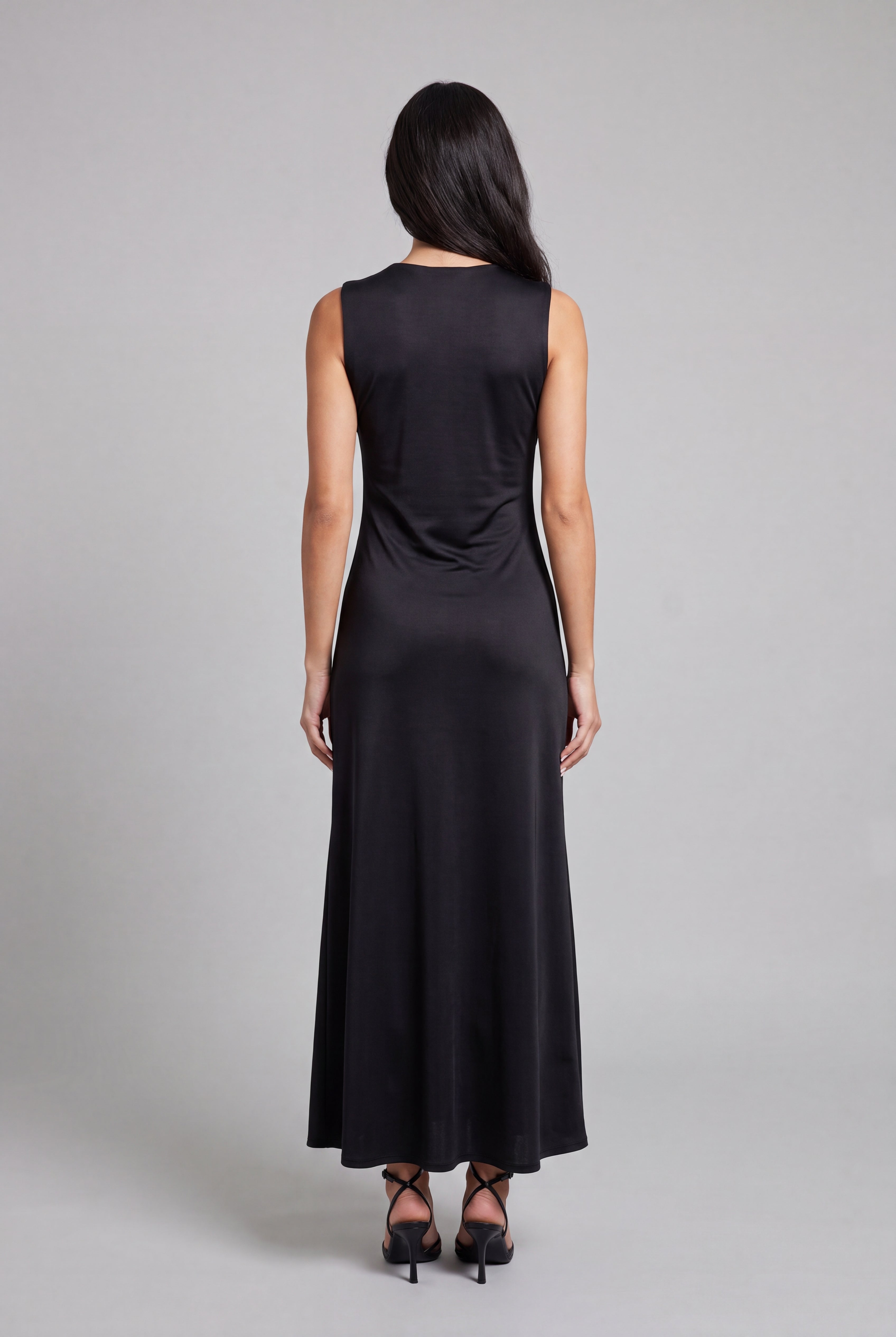 Viscose-Blend Midi Dress - Black - 5