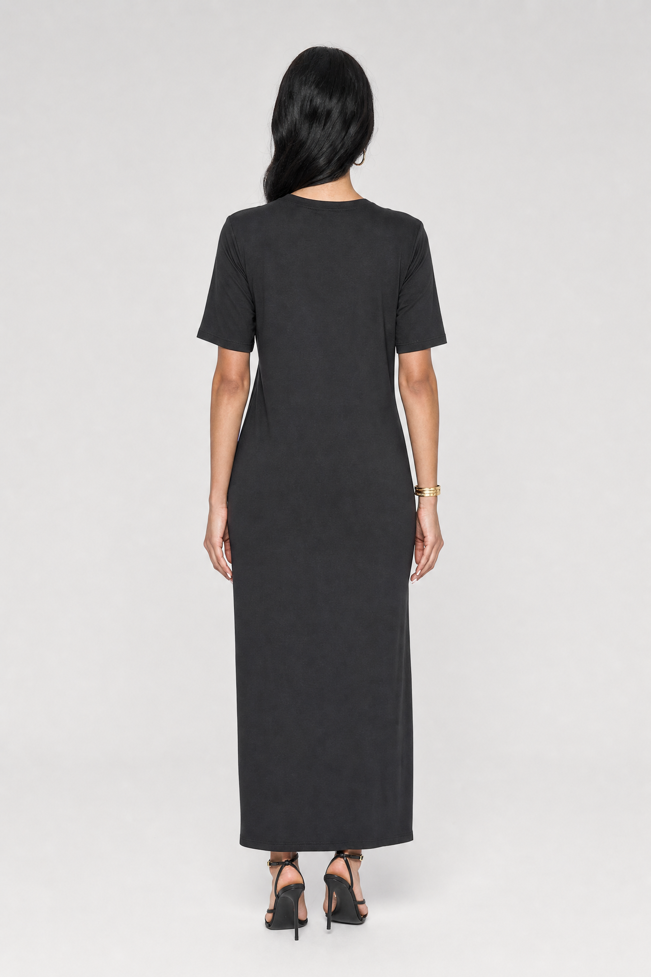 Cotton-Blend Ruched Gown - Black - 5