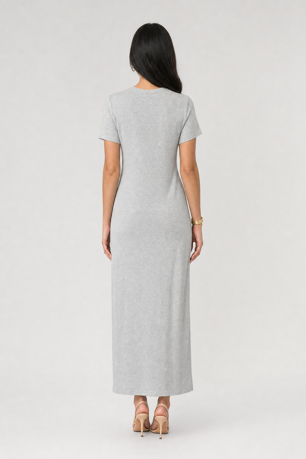 Cotton-Blend Ruched Gown - Grey - 5