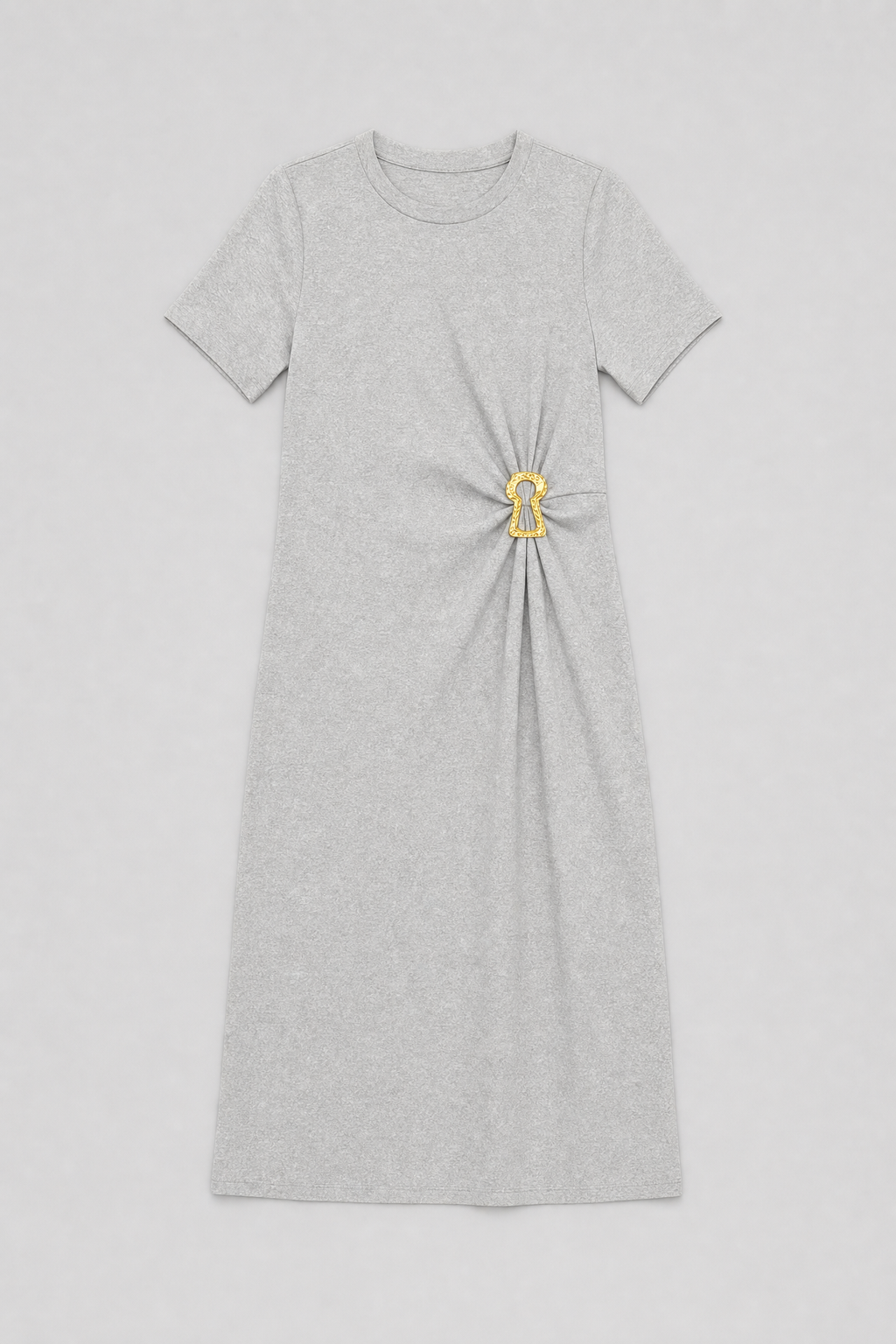 Cotton-Blend Ruched Gown - Grey - 4