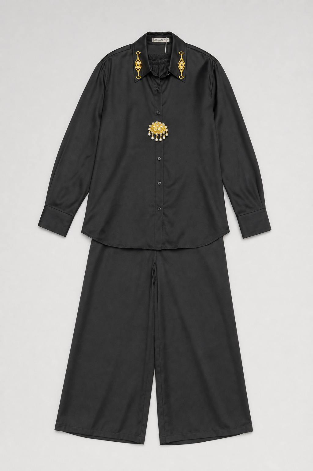 Noor Black Satin Set