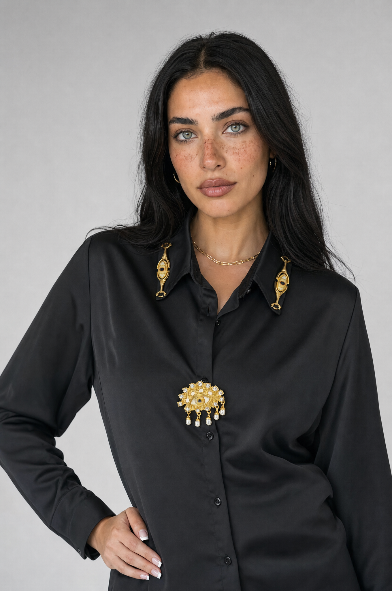 Noor Black Satin Set