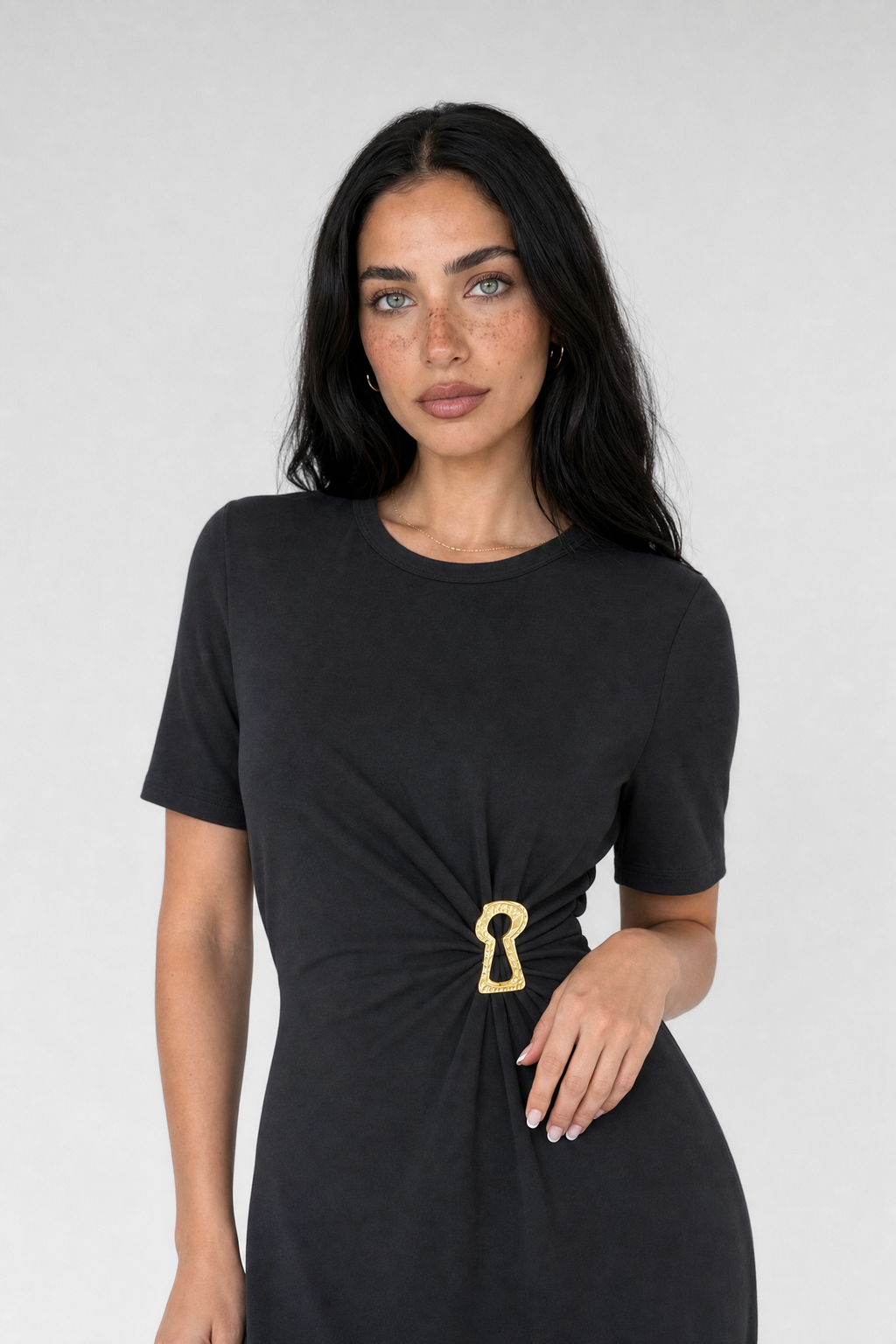 Cotton-Blend Ruched Gown - Black - 2