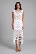 Embroidered Organza Midi Set - White - 1
