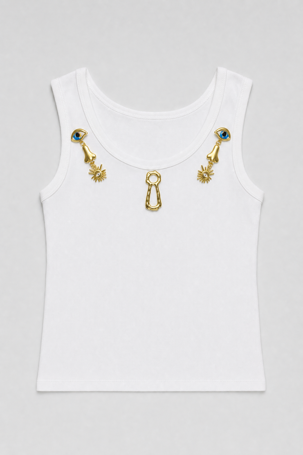 Sunburst Charm Tank - White - 1