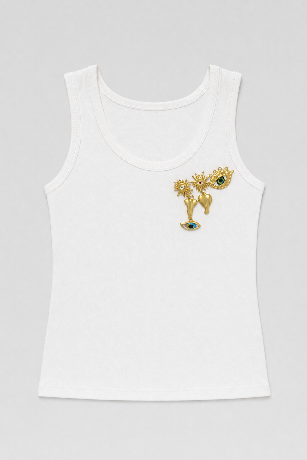 Eye Cluster Charm Tank - White - 1