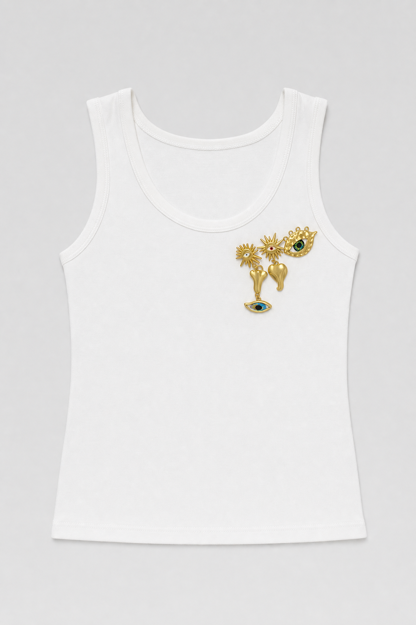 Eye Cluster Charm Tank - White - 1